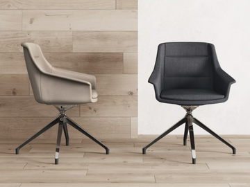 JERA - Swivel trestle-based fabric chair with armrests by Las Mobili - view 2